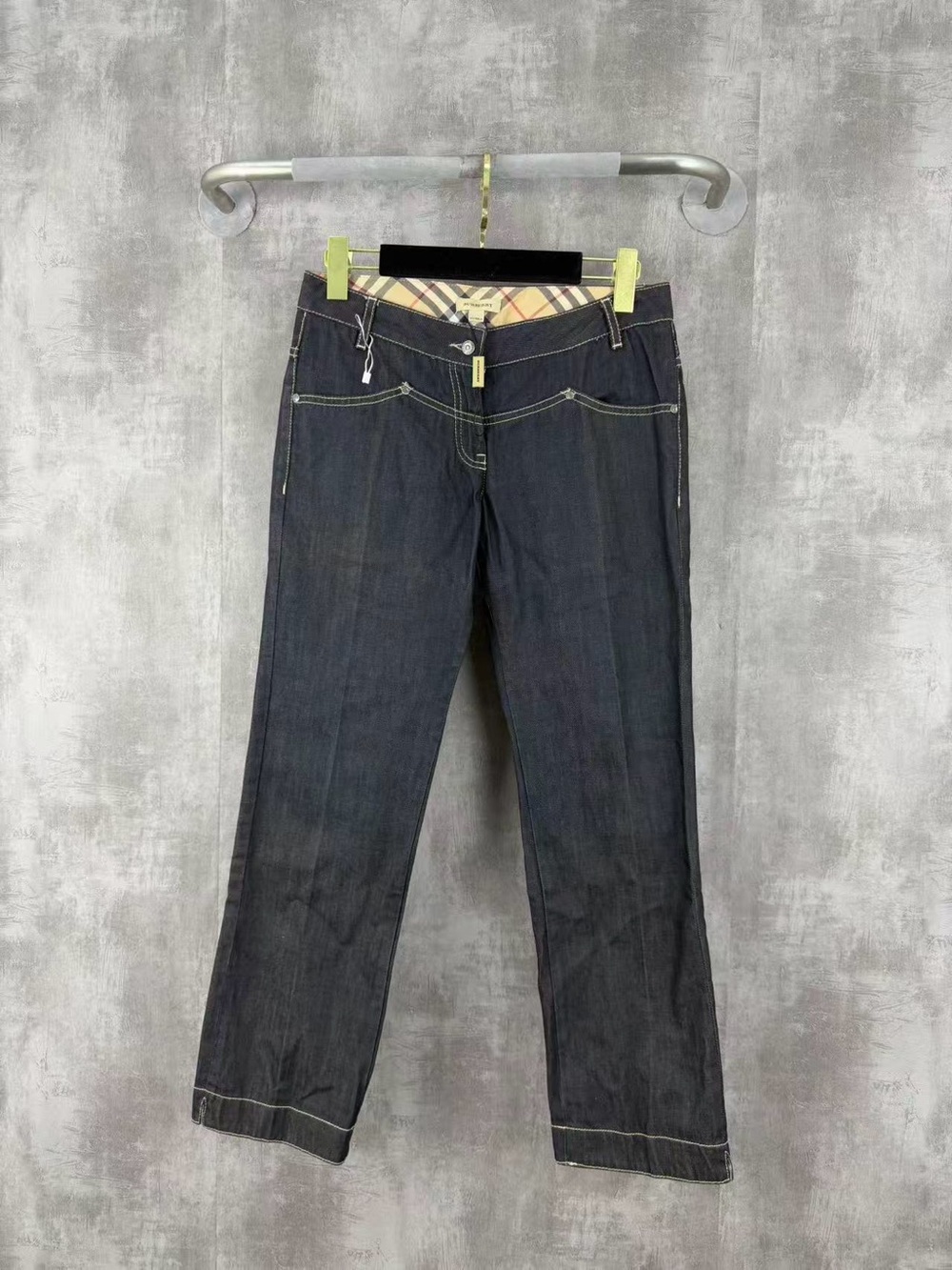 Burberry Black Straight-Leg Jeans with Signature Check Waistband